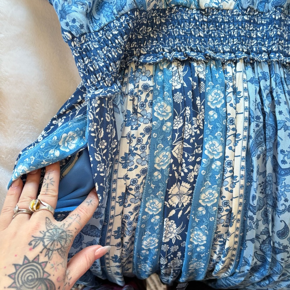 NWT Womens Maison Tara Paisley Smocked Maxi Dress Cottagecore Boho Floral Sz 8 - Picture 5 of 16